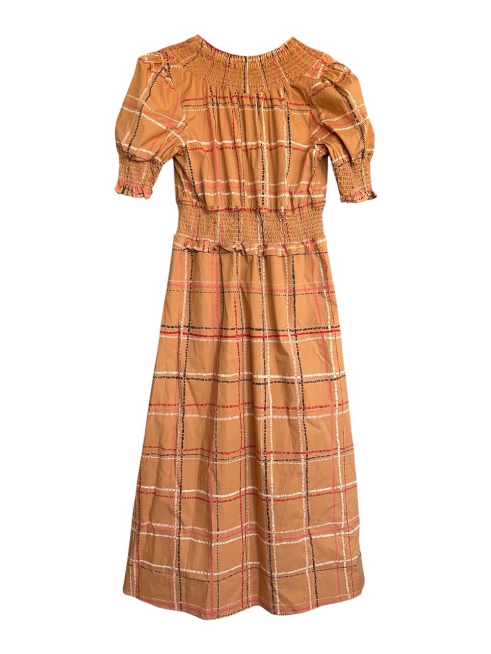Spartina 449 Plaid Smocked Midi Dress Size M Summer Brunch Garden Cottagecore - Picture 5 of 7